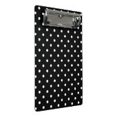 Schwarz-Weiß-Polka-Punktmuster Mini Klemmbrett (Schrägansicht)