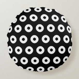 Schwarz/Weiß-Polka-Punktmuster Rundes Kissen