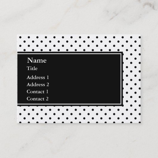 Schwarz-Weiß-Polka-Punktmuster Visitenkarte (Vorderseite)