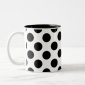 Schwarz-Weiß-Polka-Punktmuster Zweifarbige Tasse (Links)