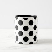 Schwarz-Weiß-Polka-Punktmuster Zweifarbige Tasse (Mittel)