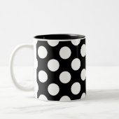 Schwarz-Weiß-Polka-Punktmuster Zweifarbige Tasse (Links)