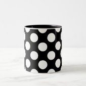 Schwarz-Weiß-Polka-Punktmuster Zweifarbige Tasse (Mittel)