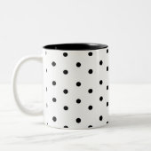 Schwarz-Weiß-Polka-Punktmuster Zweifarbige Tasse (Links)