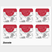 Schwarz-Weiß-Pomegranat-Jelly-Label Quadratischer Aufkleber (Blatt)