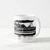 Schwarz-Weiß-Pontoon-Boot - personalisierte Umarmu Kaffeetasse (VorderseiteRechts)