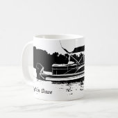 Schwarz-Weiß-Pontoon-Boot - personalisierte Umarmu Kaffeetasse (Vorderseite Links)
