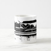 Schwarz-Weiß-Pontoon-Boot - personalisierte Umarmu Kaffeetasse (Mittel)