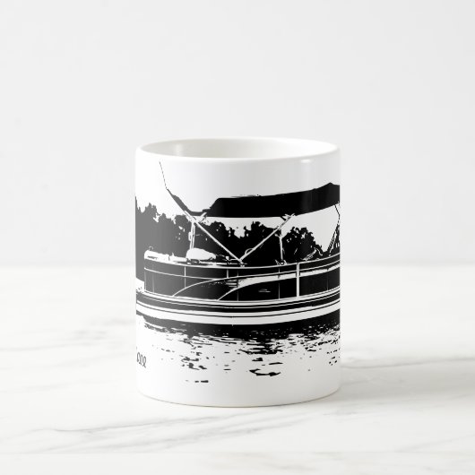 Schwarz-Weiß-Pontoon-Boot - personalisierte Umarmu Kaffeetasse (Mittel)