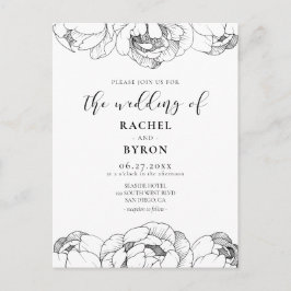 Schwarz-Weiß-Ponys - elegante Hochzeitseinladung Postkarte