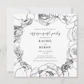 Schwarz-Weiß-Ponys elegante Verlobungsfeier Einladung (Vorderseite)