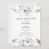 Schwarz-Weiß-Ponys elegante Verlobungsfeier Einladung (Vorderseite)