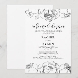 Schwarz-Weiß-Ponys elegantes Probe-Dinner Einladung