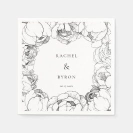 Schwarz-Weiß-Ponys Hochzeitspapiere Serviette