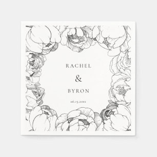 Schwarz-Weiß-Ponys Hochzeitspapiere Serviette