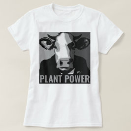 Schwarz-Weiß-Pop Art Cow T-Shirt Pflanze Power