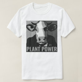Schwarz-Weiß-Pop Art Cow T-Shirt Pflanze Power