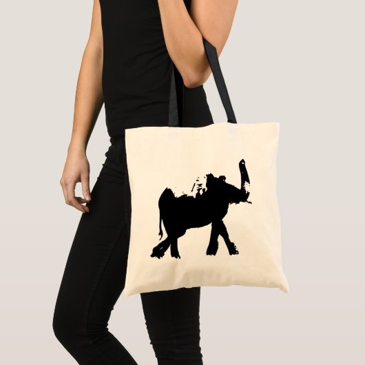 Schwarz-Weiß-Pop Art Elephant Tragetasche (Vorderseite (Produkt))