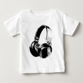 Schwarz-Weiß-Pop Art Headphone Baby T-shirt (Vorderseite)
