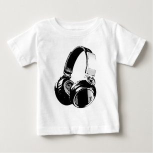 Schwarz-Weiß-Pop Art Headphone Baby T-shirt