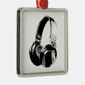 Schwarz-Weiß-Pop Art Headphone Ornament Aus Metall (Rechts)