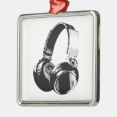 Schwarz-Weiß-Pop Art Headphone Ornament Aus Metall (Links)