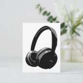 Schwarz-Weiß-Pop Art Headphone Postkarte (Stehend Vorderseite)