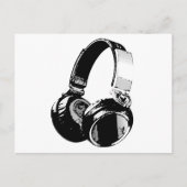 Schwarz-Weiß-Pop Art Headphone Postkarte (Vorderseite)