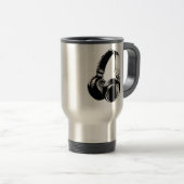 Schwarz-Weiß-Pop Art Headphone Reisebecher (VorderseiteRechts)