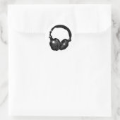 Schwarz-Weiß-Pop Art Headphone Runder Aufkleber (Tasche)