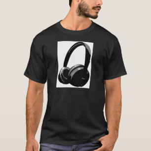 Schwarz-Weiß-Pop Art Headphone T-Shirt