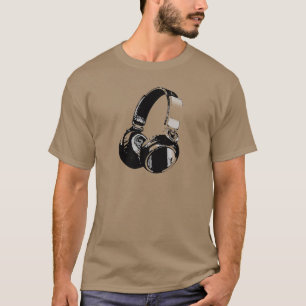 Schwarz-Weiß-Pop Art Headphone T-Shirt