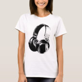 Schwarz-Weiß-Pop Art Headphone T-Shirt (Vorderseite)