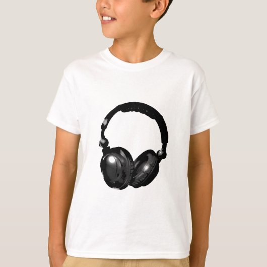 Schwarz-Weiß-Pop Art Headphone T-Shirt (Vorderseite)