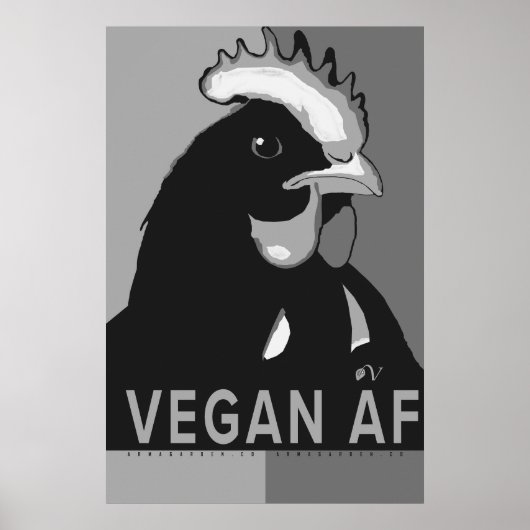 Schwarz-Weiß-Pop Art Hühnerposter Veganer AF Poster (Vorne)