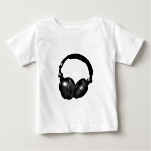 Schwarz-Weiß-Pop-Art-Kopfhörer Baby T-shirt