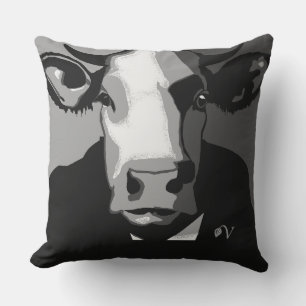 Schwarz-Weiß-Pop Art Kuh Kissen