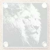 Schwarz-Weiß-Pop Art Lion Head Moderne Moderne Glasuntersetzer (Rückseite)