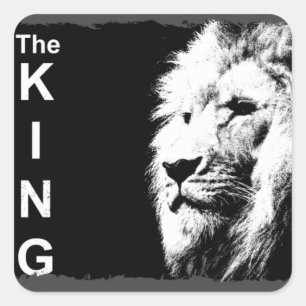 Schwarz-Weiß-Pop Art Lion Head Trendvorlage Quadratischer Aufkleber