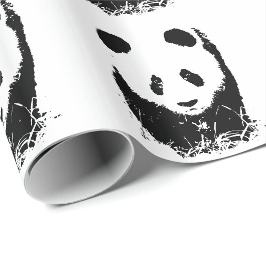 Schwarz-Weiß-Pop Art Panda Wrapping Paper Geschenkpapier (Rolleneckpunkt)