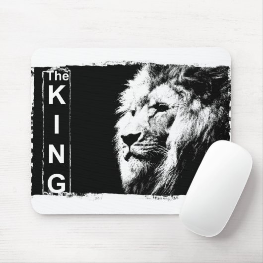 Schwarz-Weiß-Pop Art Picture Template Lion Head Mousepad (Mit Mouse)