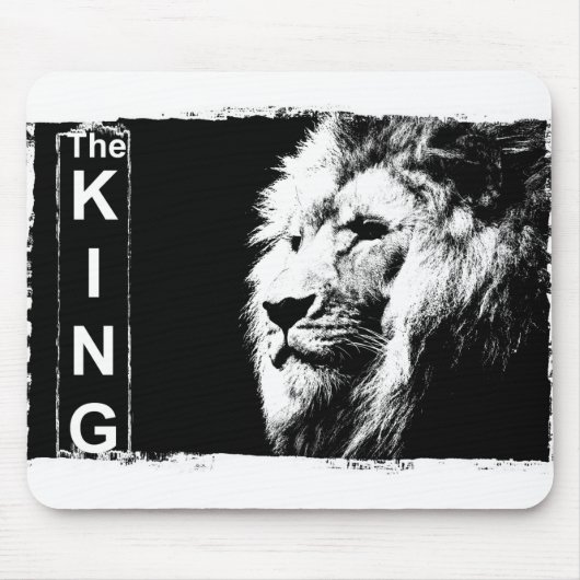 Schwarz-Weiß-Pop Art Picture Template Lion Head Mousepad (Vorne)