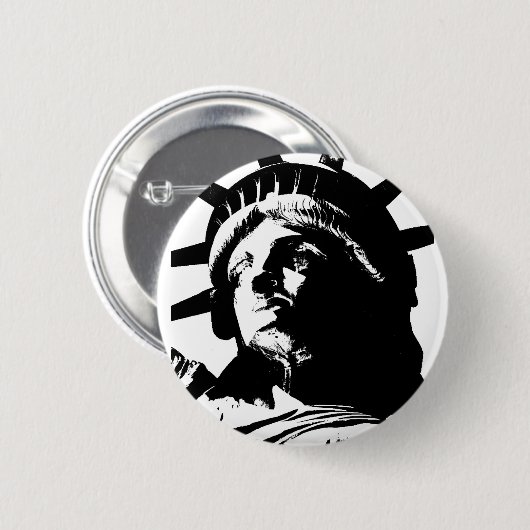 Schwarz-Weiß-Pop Art-Statue Button (Vorne & Hinten)