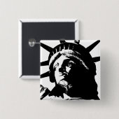 Schwarz-Weiß-Pop Art-Statue Button (Vorne & Hinten)