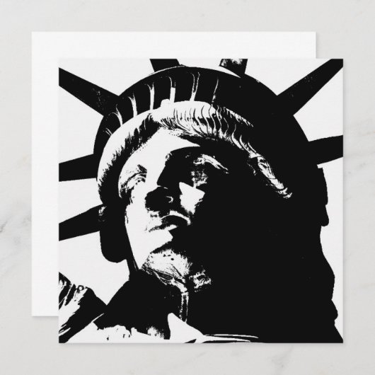 Schwarz-Weiß-Pop Art-Statue Einladung (Vorne/Hinten)