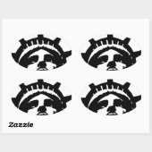 Schwarz-Weiß-Pop Art-Statue Ovaler Aufkleber (Blatt)