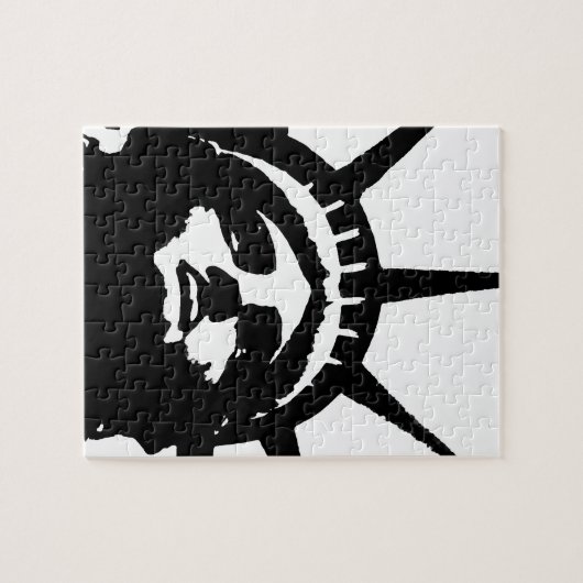 Schwarz-Weiß-Pop Art-Statue Puzzle (Horizontal)