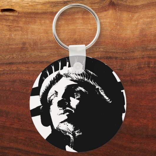 Schwarz-Weiß-Pop Art-Statue Schlüsselanhänger (Vorderseite)