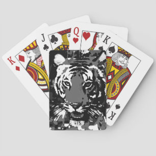 Schwarz Weiß Pop Art Tiger Spielkarten
