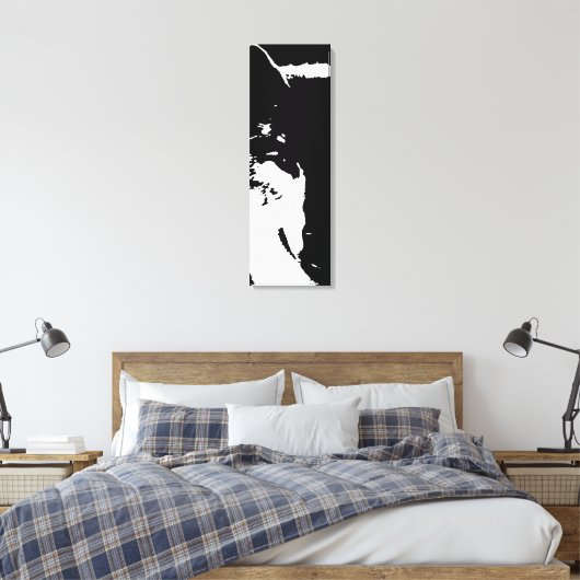 Schwarz & Weiß Pop Art Wolf Leinwanddruck (Insitu (Schlafzimmer))